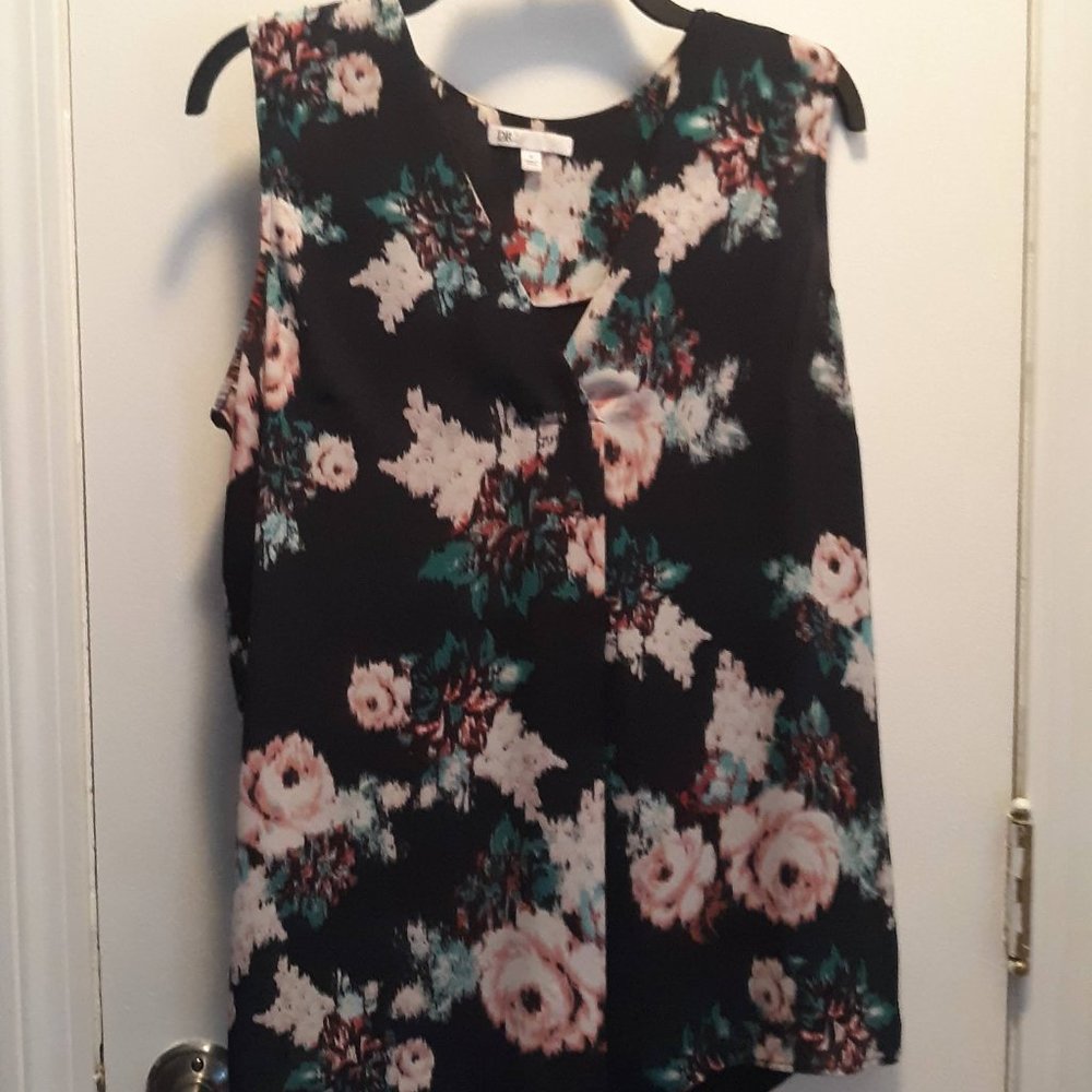 Lined Sleeveless Floral Blouse EUC